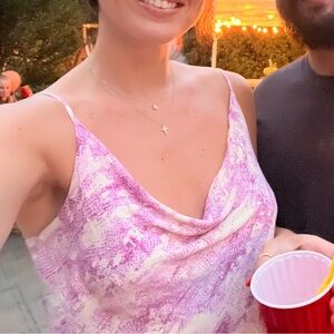 Jack by BB Dakota Pink and White Asymmetrical Crop Top